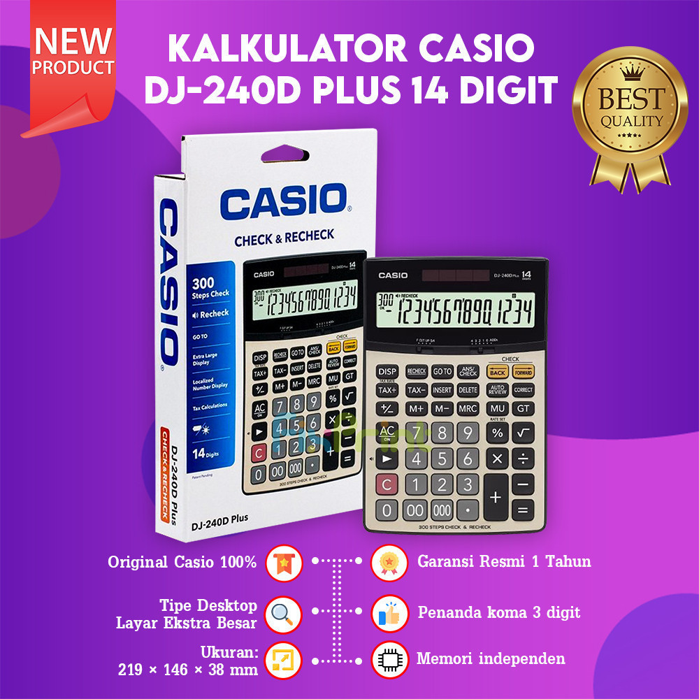 

FixPrint Calculator DJ-240D Casio Plus 14 Digit Check & Correct Kalkulator New