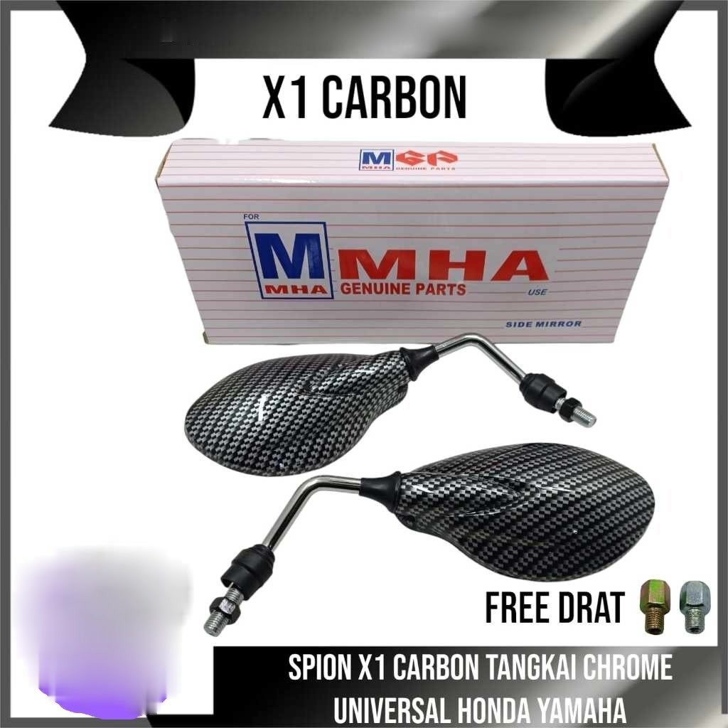 SPION X1 MODEL CARBON TANGKAI CHROME FREE ADAPTER UNIVERSAL BEAT VARIO MIO JUPITER AEROX PCX NMAX DL