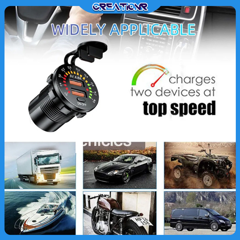 QC3.0 36W 6A 12V Charger Mobil Fast Charging 65 Watt/charger Mobil 24 Volt Truk/usb Mobil Charger