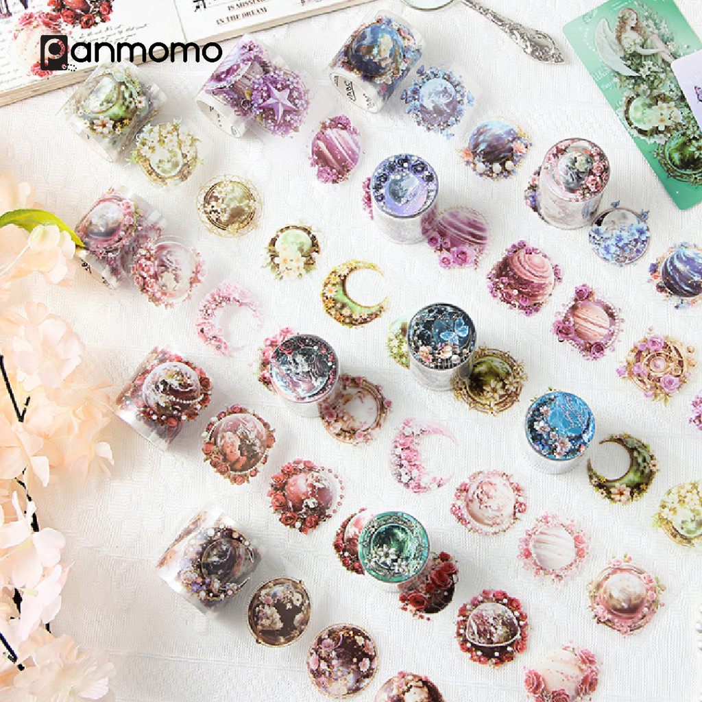 

Panmomo Sticker Aesthetic Vintage Bunga Flower and Moon Stiker