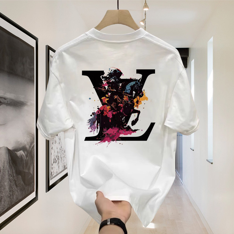 Outlets LV Death Knight  Louis Vuitton 100% Cotton Heavyweight Kaos Boxy Fit T Shirt Pria Wanita Gra
