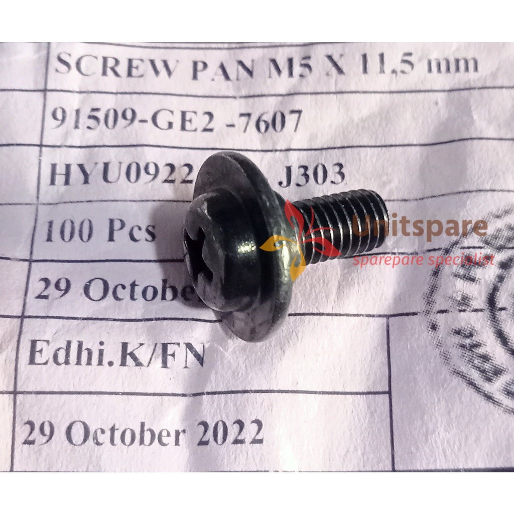 baut box body cover  baut dasi m5 × 11,5 baut 8,  original unitspare