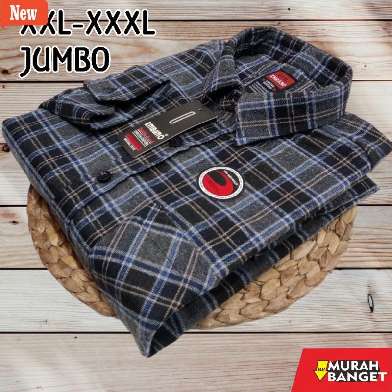 kemeja kotak kotak cowok Baju Hem Kemeja Flanel Pria Big Size XXL XXXL 3XL Lengan Tangan Panjang Mot