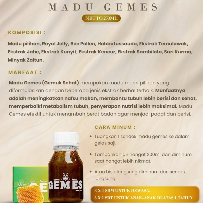 

MADU GEMES By Herbalov - Madu Gemuk Sehat - Penambah Nafsu Makan