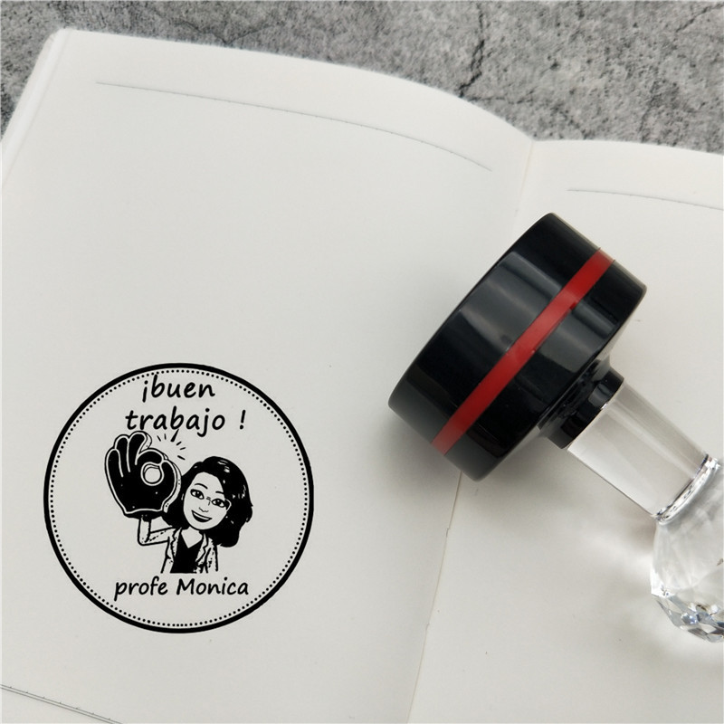 

Buen trabajo Teacher Stamp personalized custom name stamp self inking for Teacher gift school assessment 40mm