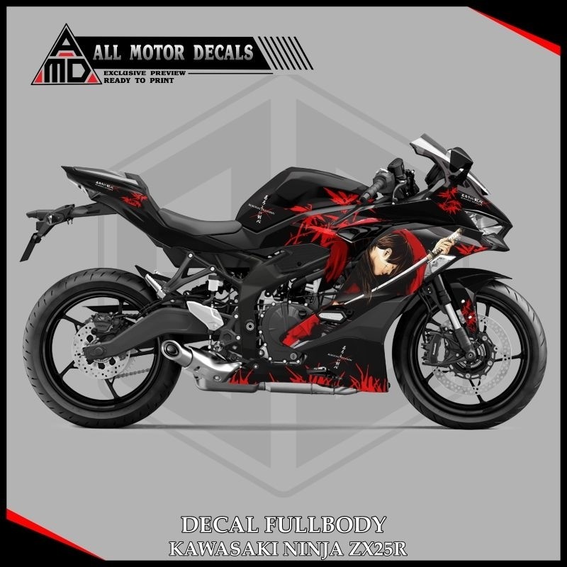 STIKER DECAL FULLBODY ZX25R LIVERY  RUROUNI KENSHIN / STRIPING NINJA ZX25R ABS, STANDAR FULL BODY / 
