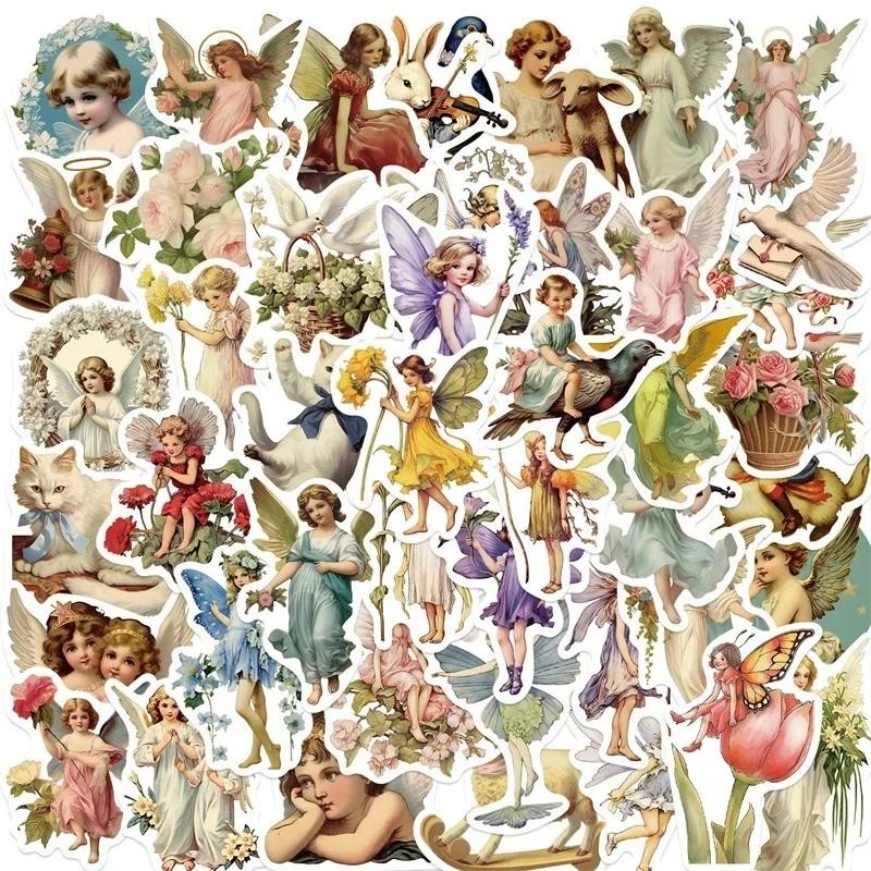 

10/30/50PCS Vintage Painting Angel PVC Sticker Aesthetic Chidlren's Stationery Decoration Scrapbooking School Supplies for Kids