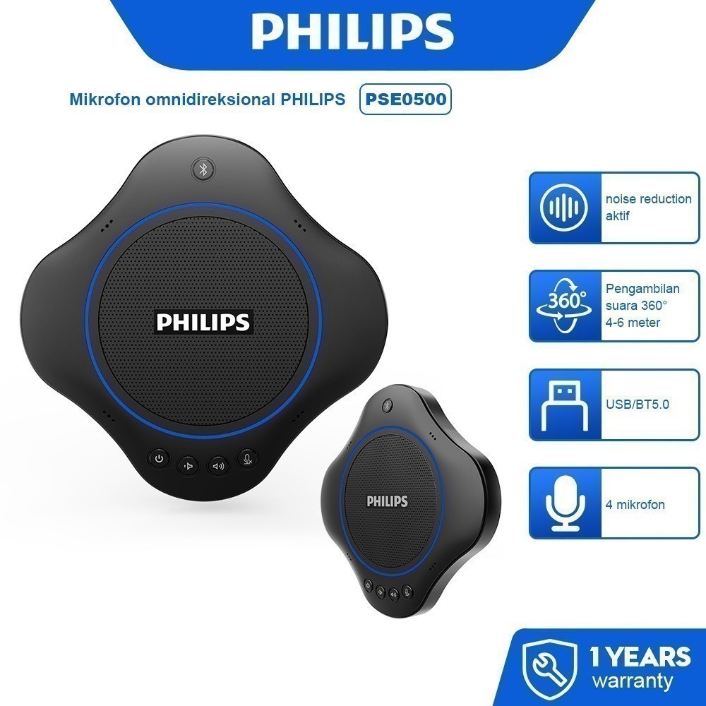 Philips SmartMeeting Conference Mic USB Speakerphone Noise Cancelling + Bluetooth Speaker PSE-0500