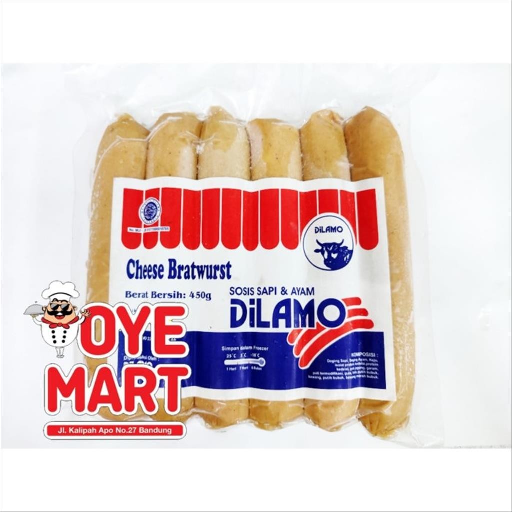 

DILAMO CHEESE BRATWURST 450GR SOSIS SAPI DAN AYAM RASA KEJU