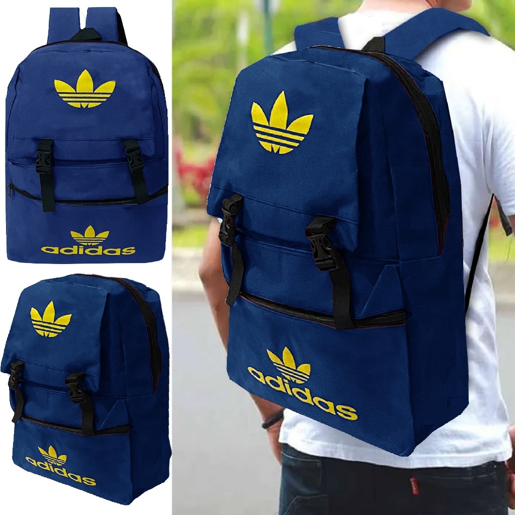 Tas Ransel Distro Adidas Tas Anak Sekolah SMP SMA Bahan D300 Tas Murah Biru