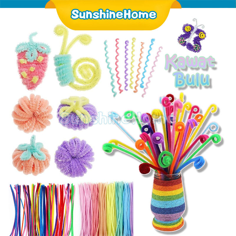 

100Pcs Kawat Bulu Mercy Pastel Mix Warna 30cm / Bulu Mainan Anak Craft Diy Kerajinan Tangan Pipe Cleaner