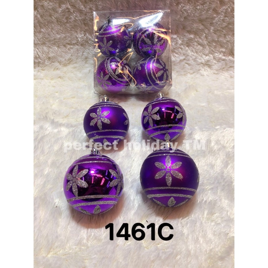 

Bola natal ungu glitter 8cm, isi 4pc, 1461C