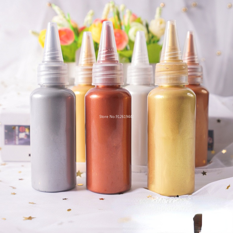 

60ml Metal Acrylic Paint Hook Line Paste Gold and Silver Diy Hand-painted Wall Painting Statue Waterproof Material for Painting