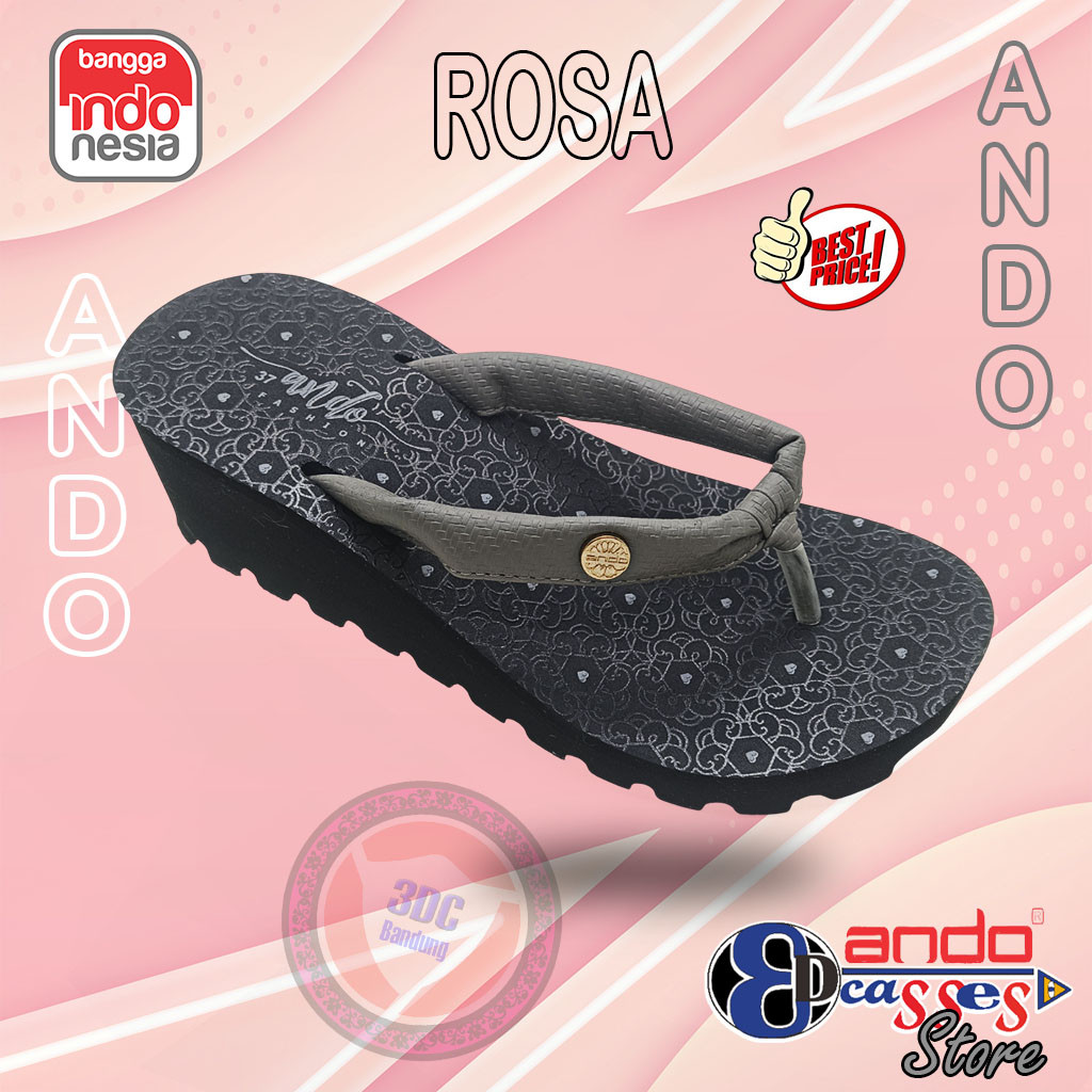 Ando ROSA - Sandal Wedges Fashion Casual Wanita Dewasa Ando Original