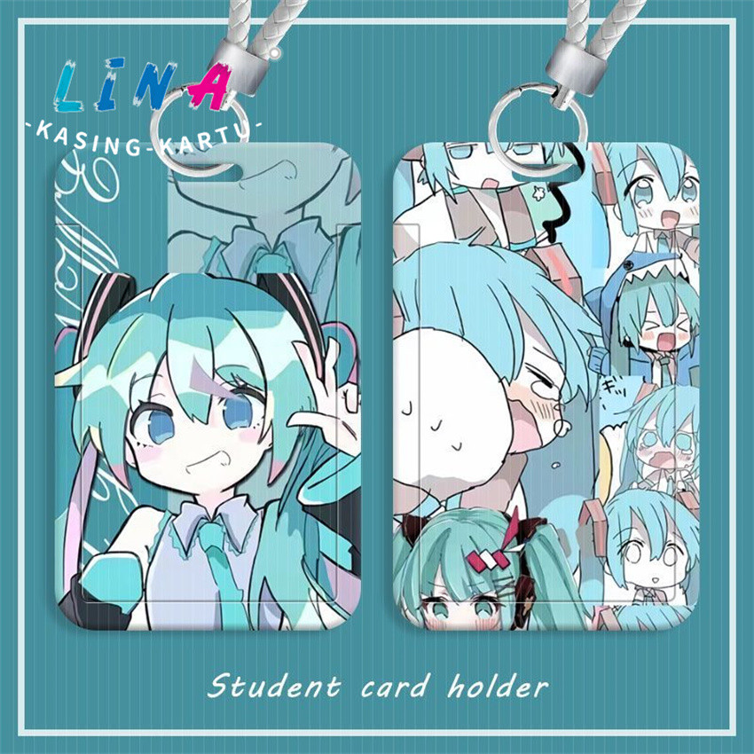 

Kartu slide siswa animasi Hatsune Miku set kartu makanan kartu bus kartu ID penutup pelindung kartu kampus kontrol akses