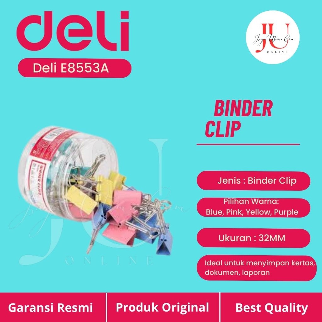 

DELI Klip Binder Warna Warni 25mm Dan 32mm / DELI Binder Clip Color E8554A 25MM / E8553A 32MM