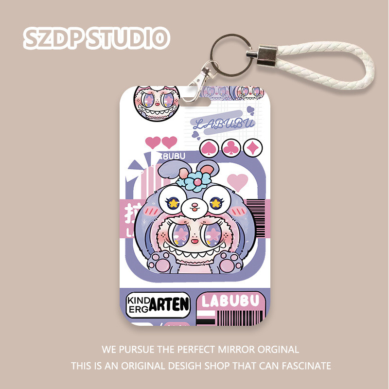 

ID CARD Topi Kelinci Kartun Korea Pola Labubu Penutup Pelindung Gantungan Kunci Terintegrasi Lucu Kawaii Penutup Pelindung Kartu Bank Penutup Pelindung Kartu Bus Kartu ID