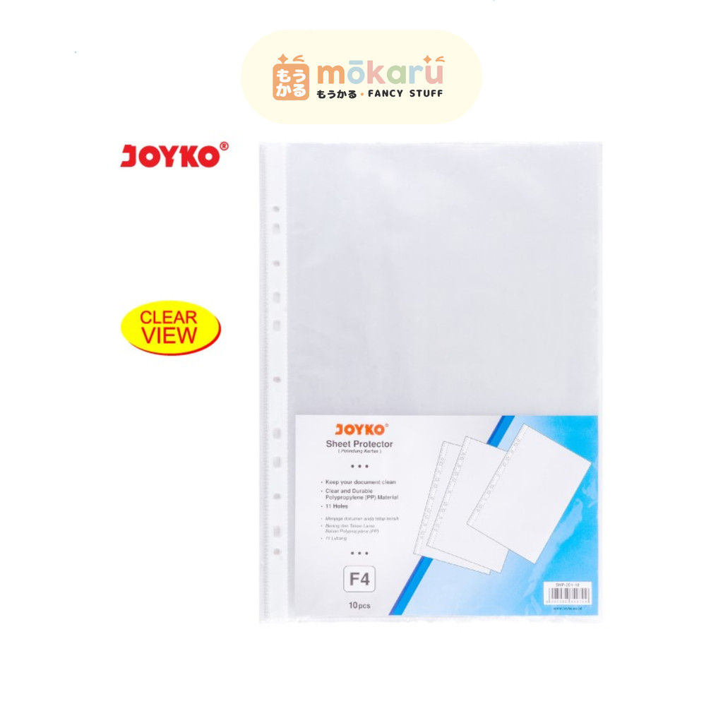 

Joyko Sheet Protector SHP-202-10 A4 isi 10 Pcs / Pelindung Kertas Murah Berkualitas / PP Pocket