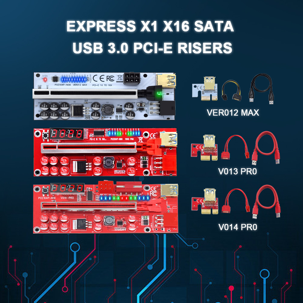 1PCS Newest USB 3.0 PCI-E Riser VER012 Max V013 PRO V014-PRO VER 003 Express 16x Extender Adapter Ca