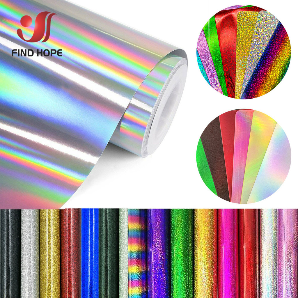 

20x50cm Glitter/Laser Metallic/Holographic Rainbow/Sequins/Stripe Heat Transfer Vinyl Film Iron on T-shirts Hat Decor For cut