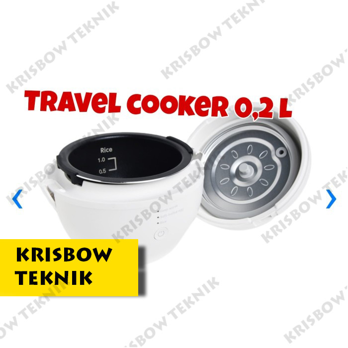 MEMOO Rice cooker mini 200 ml /Rice cooker Travel 0.2 LTR hijau/putih - Putih