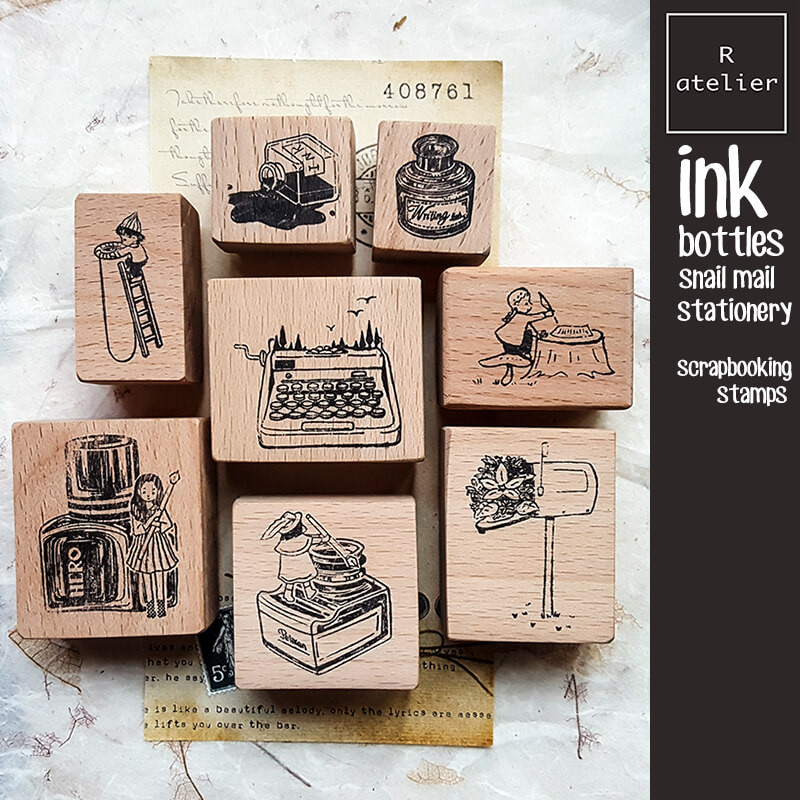 

Stamp Kawaii Scrapbooking Ink Bottle Journaling Diary Decoration Cute Wooden Stamps