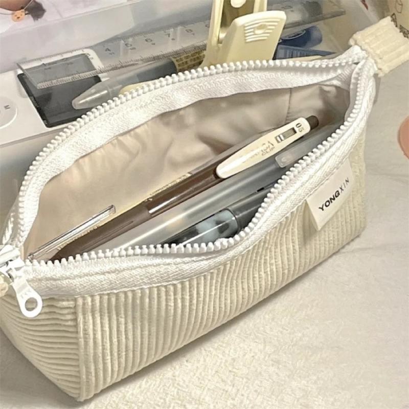 

Makeup Bag Stationery Offic Spacecraft Serie Middle High School Corduroy Solid Color Case Simple Atmospheric Pencil Storage Bag