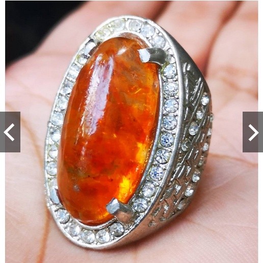 Cincin Batu Akik Getah Katilayu Kristal Model Pandan