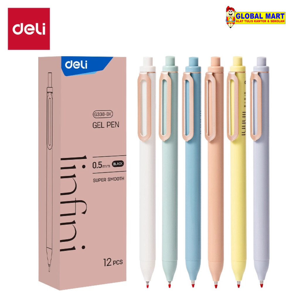 

Pulpen Gel / pena gel Deli EG338-BK Retractable 0.5mm – Tinta Hitam / Black