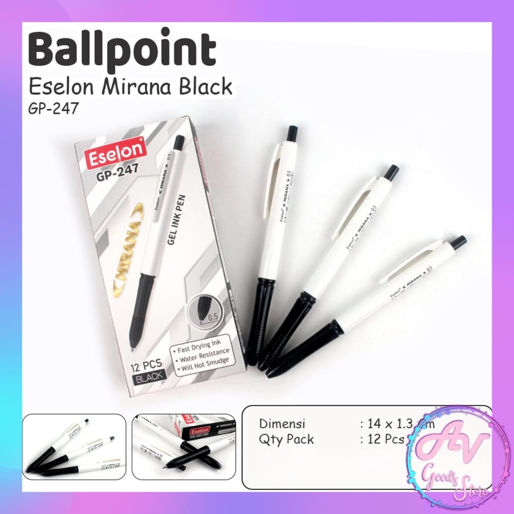 

Ballpoint Cetek Eselon Mirana GP247 (12pcs) / 1Lusin Pulpen Gel Cetek 0.5mm / 1pak Bolpen Pena