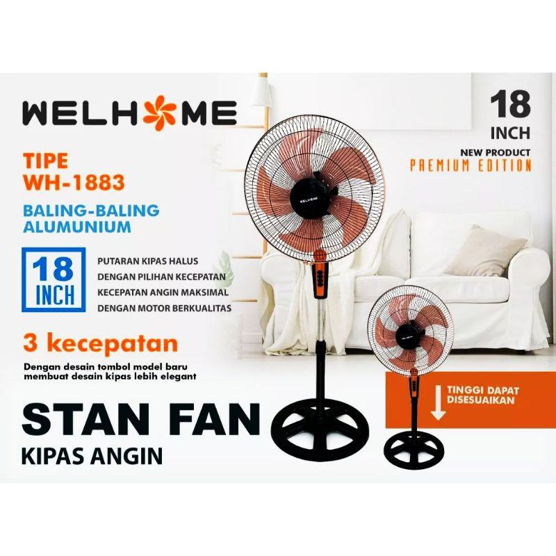 [SDW] pekanbaru/Kipas Angin Berdiri Welhome WH-1883 / Stand Fan Welhome 18Inch Kipas Angin Besi