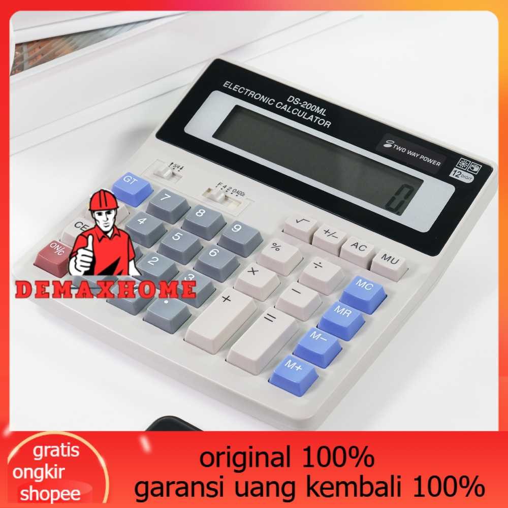 

GASTQ Kalkulator 12 Digit Dual Power Solar Baterry Office Tools - DS-200ML