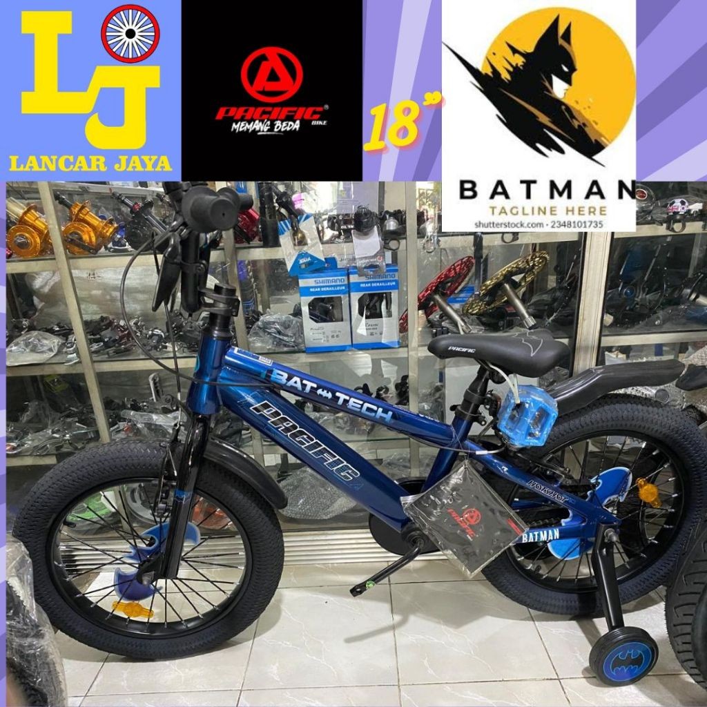 PACIFIC BATMAN Sepeda Anak Cowok laki BMX 18" Inch V-BRAKE Steel Inner Cable Karakter