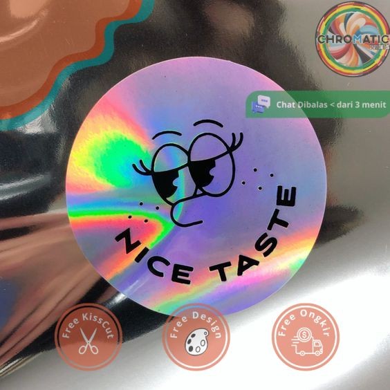 

chromatic SBH 2-6 Cetak Stiker Bulat Logo Custom Sticker Label Olshop Bahan Hologram Waterproof