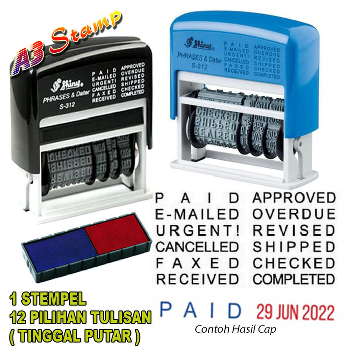 

LARIS -Stempel Tanggalan Shiny S 312 / S-312 (Self Ink) Phrases & Dater Stamp