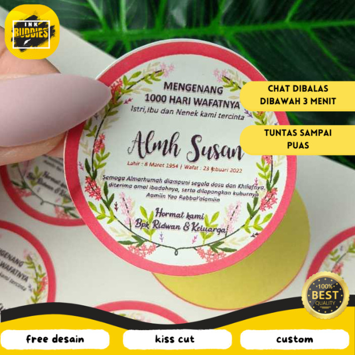 

INB 2-4 Stiker Haul Tahlil Pengajian Mengenang Wafatnya 40 100 1000 Hari Tahlilan Sticker