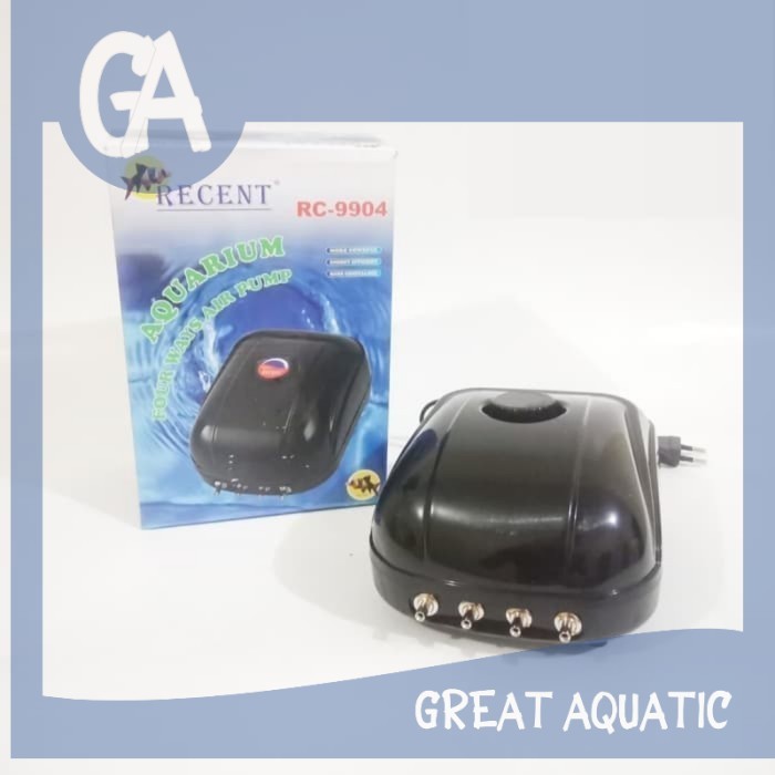 PAKET AERATOR aquarium ikan hias air pump recent Rc 9904 lubang 4 out put selang 4 meter airstone 4 