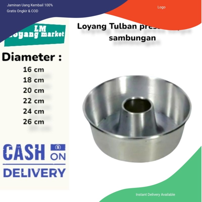 LOYANG BOLU TULBAN PRES UK.14 16 18 20 22 24 26 CM LOYANG BOLU TANPA SAMBUNGAN