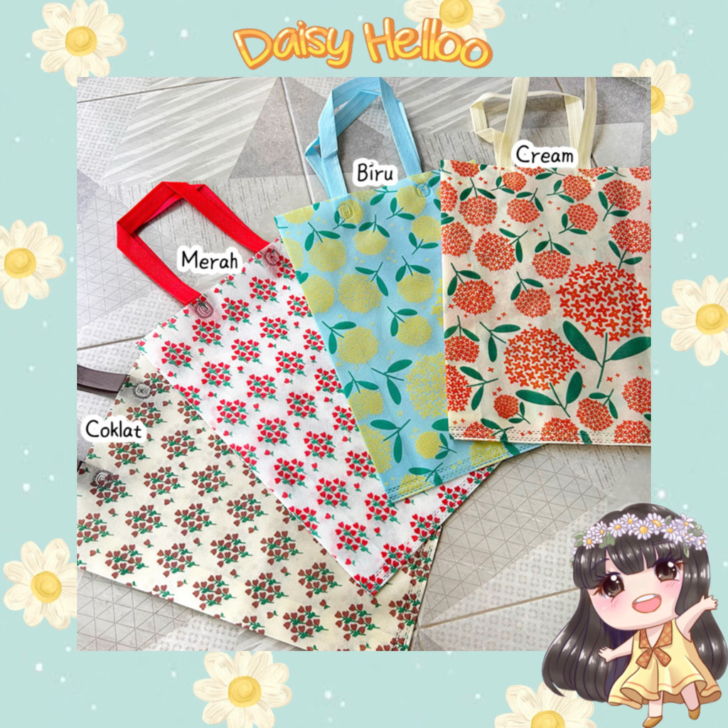 

Tas Tenteng Belanja Kampus Kado Karakter Tulip Edelweiss Tote Bag Flower Hampers Parcel Goodie Bag Spunbond Hantaran Ultah Hadiah Bjm Banjar Banjarmasin DaisyHelloo