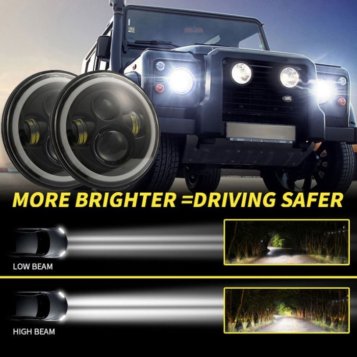 Lampu Daymaker Headlamp Daymaker 7 inci inch Bulat Ring Batok Lampu Utama motor mobil Harley Jeep 7i