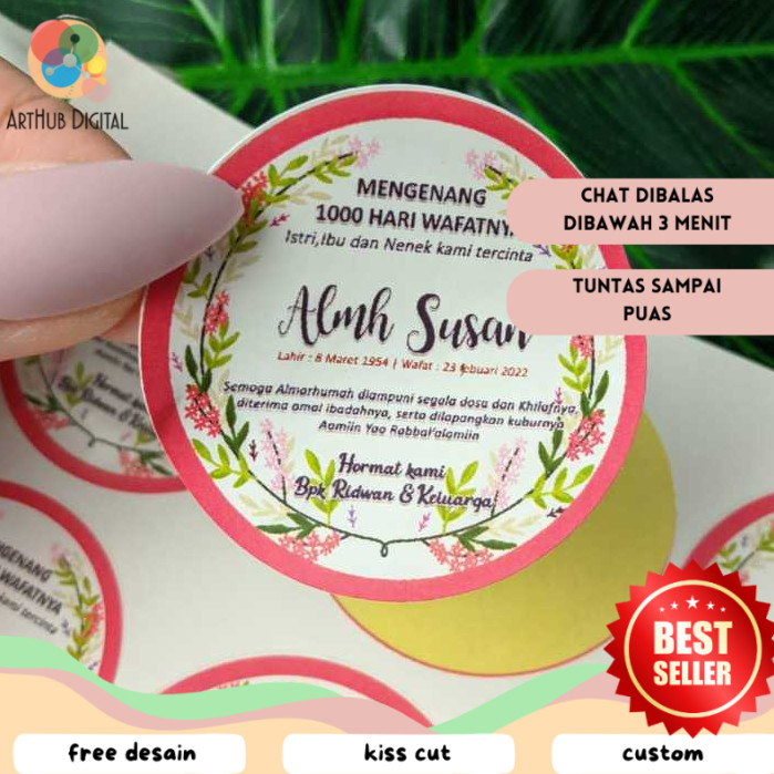 

AHD 2-4 Stiker Haul Tahlil Pengajian Mengenang Wafatnya 40 100 1000 Hari Tahlilan Sticker