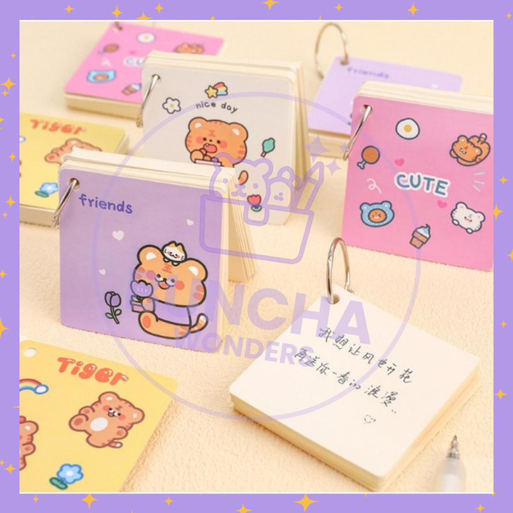 

BW PROMO COD - Notebook Ring Mini Isi 80 Lembar Motif Tiger Import Buku Note Gantung Karakter Ecer