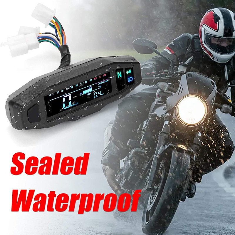Speedometer Modifikasi Sepeda Motor Mini HD LCD Speedometer Pengukur Bahan Bakar Dapat Disesuaikan