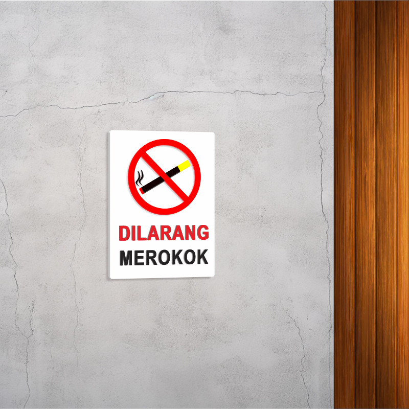 Medieakreatif - Sign Board Acrylic Dilarang Merokok, Papan Peringatan Dilarang Merokok