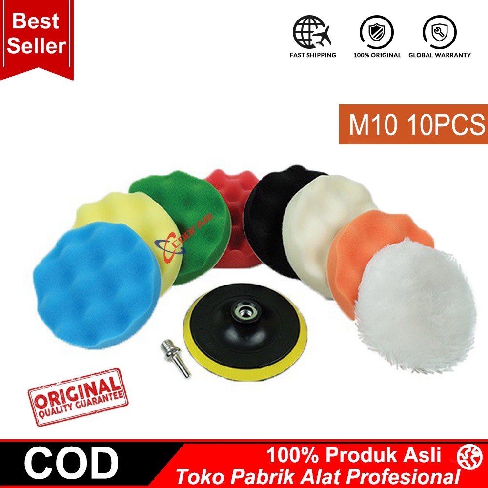 Alat poles 3 inch set 10pcs sponge busa wool polishing set mobil motor - Busa poles set 3" isi total