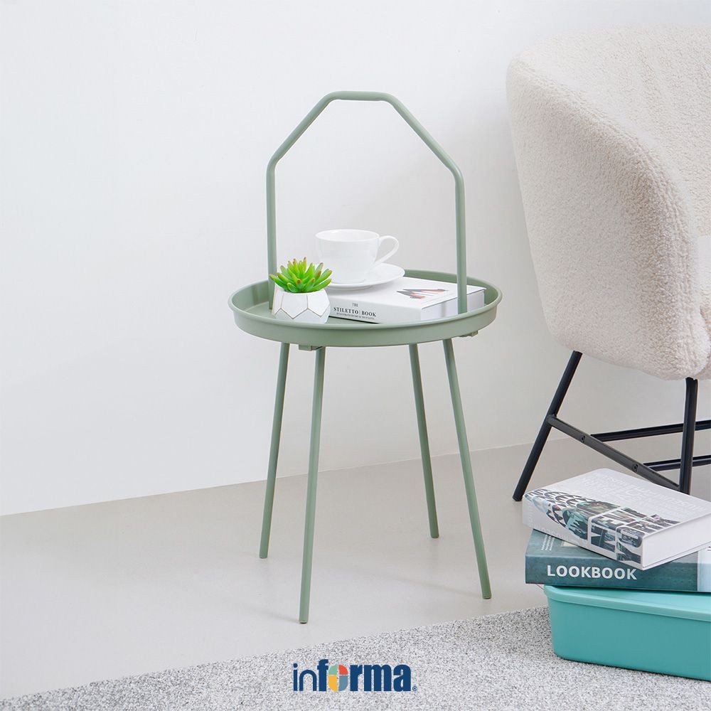 Informa Hanna Meja Sisi Round - Hijau End Table Meja Aesthetic Meja Samping Serbaguna Small Table Na