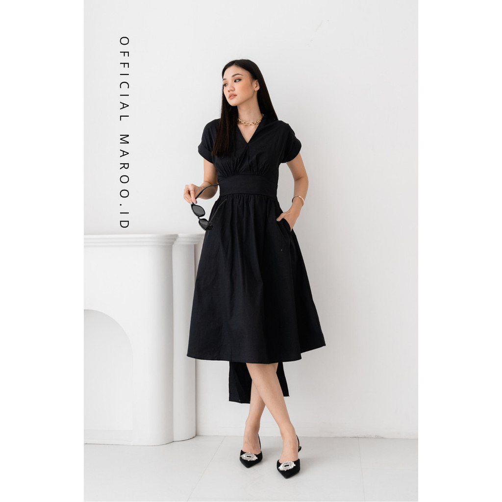 Maroo - Rei Dress/dress natal/dress imlek/dress putih/dress korea - Emerald