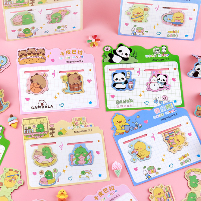 

Pembatas buku magnet set 2pcs Capybara upset duck