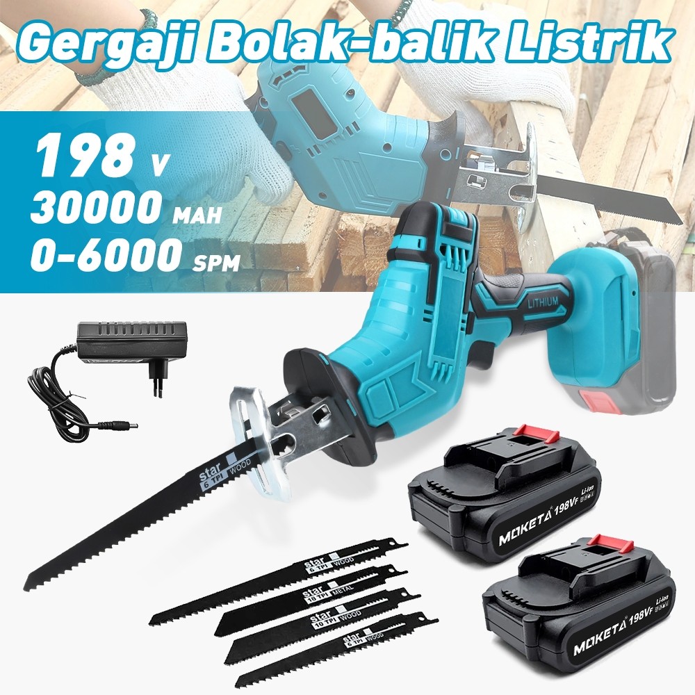DNY Reciprocating Saw Cordless Gergaji Kayu Recipro Gergaji Potong Alat Pemotong Baterai Gergaji Ger