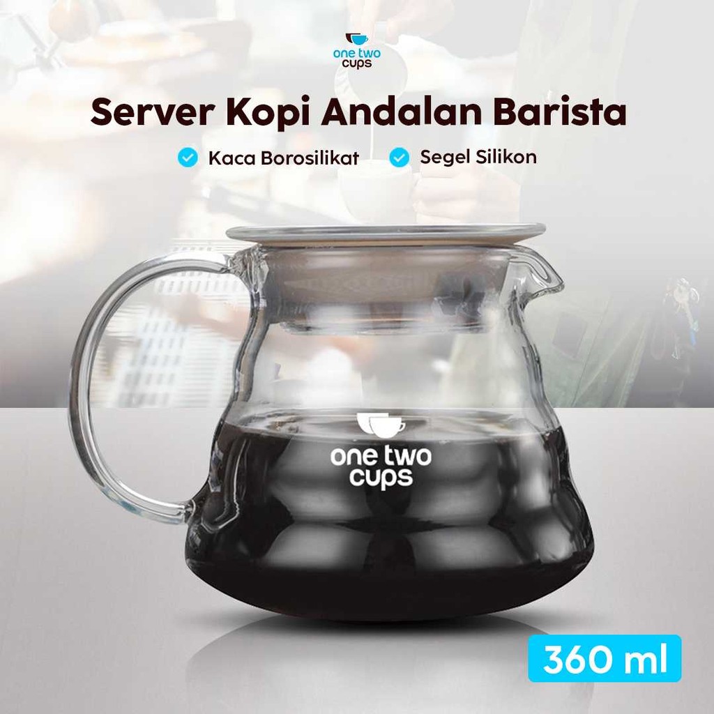 One Two Cups Coffee Server V60 Drip Pour Over Borosilicate Glass